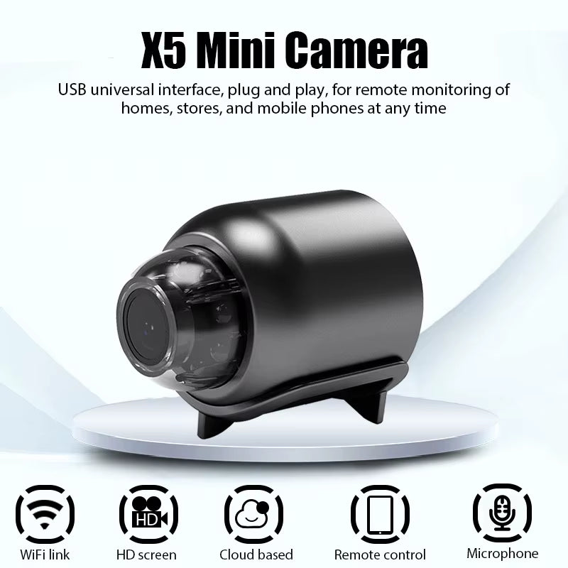 Mini Wifi Camera 1080P HD Night Vision Included Motion Sound Detector in Home Office 120 Degrees Wide Angle Micro Baby Monitor
