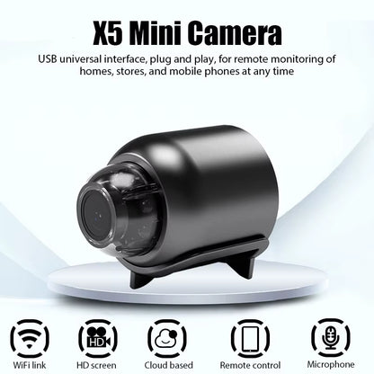 Mini Wifi Camera 1080P HD Night Vision Included Motion Sound Detector in Home Office 120 Degrees Wide Angle Micro Baby Monitor