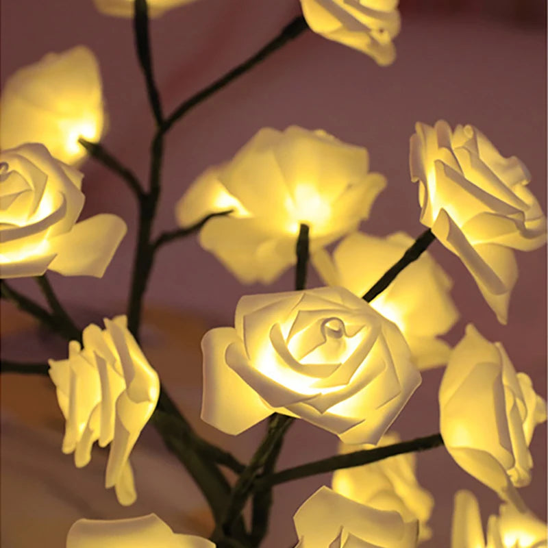 LED Rose Tree Lamp, USB Powered Flower Night Light, Atmosphere Lighting for Holiday Parties Weddings Gift Lover Home Decor